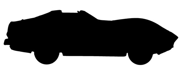 Black silhouette of sport car isolated on a white background
