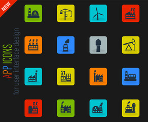 industrial building icon set
