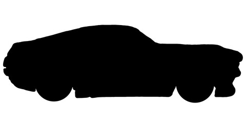 Black silhouette of sport car isolated on a white background