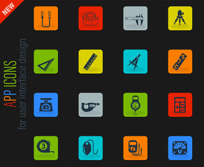 measuring tools icon set