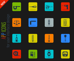 measuring tools icon set