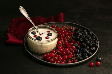 Gooseberry and Blueberry cottage cheese in a bowl