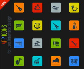 musical instruments icon set