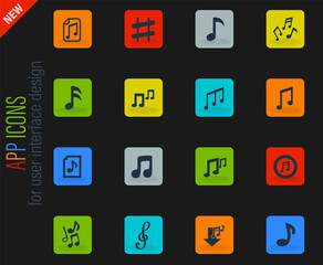 musical notes icon set