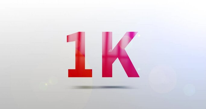 1K. Particle Logo. Text Animation. Red Logotype on white grey background. Rotation and Slide. High quality 4k footage