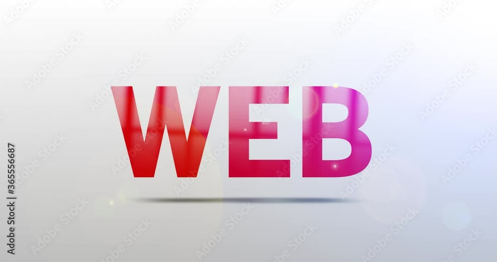 Wall mural web. particle logo. text animation. red logotype on white grey background. rotation and slide. high 
