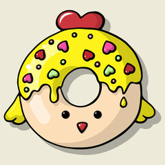 Glazed cute doughnut animals. Isolated donuts with glaze and bite