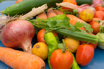 fresh vegetables on the table. Raw organic vegetables isolated.