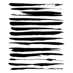 Abstract long black smears isolated on white background