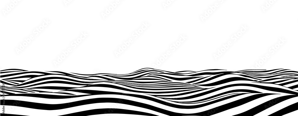Poster black and white abstract wave. optical illusion. twisted vector illustration.