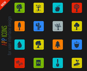 trees icon set