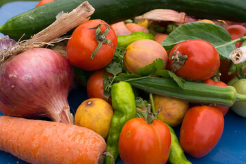 Closeup shot of vegetables on table.