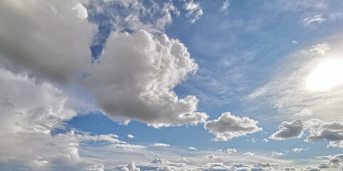 The divine sky and sun. Beautiful blue background.