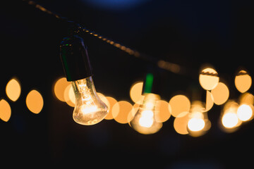 Light bulb decor in outdoor party