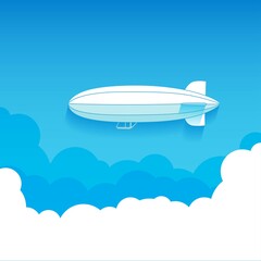 Fototapeta na wymiar Air ship in the Sky, flat icon isolated on a blue background for your design, vector illustration