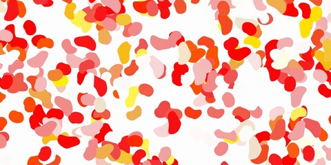 Light red, yellow vector backdrop with chaotic shapes.