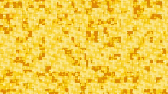 Gold/yellow Pixel Squares Morphing On Top Of Each Other. Looping Motion Background.