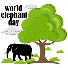 World Elephant Day. With elephant icons, Suitable for greeting cards, posters and banners, vector illustration.