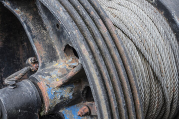 detail of a historic winch unit