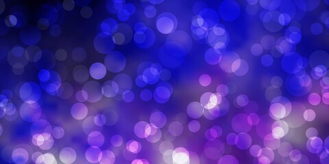 Light Purple vector texture with disks. Glitter abstract illustration with colorful drops. Pattern for booklets, leaflets.