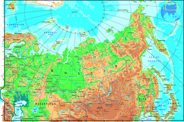 carte du monde Russie continent Asie