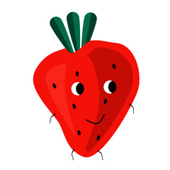 Cute strawberry cartoon character vector illustration