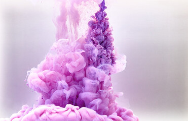 Violet pastel ink smoke cloud in water