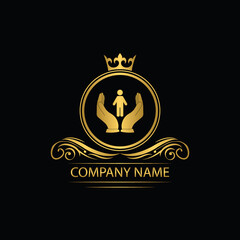 people care logo template luxury royal vector clinic icon company  decorative emblem with crown  