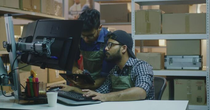 Young man working in distribution center