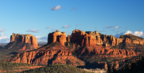 Cathedral Rock in the evening light that produces a deep red color.  Cathedral Rock is next to Red Rock State Park, Arizona. 
