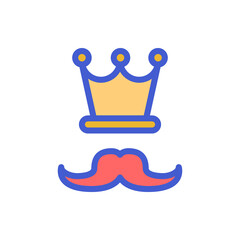 crown moustache icon vector illustration filled outline style. father's day icon set.