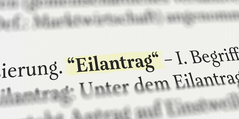 Eilantrag im Buch mit Textmarker markiert