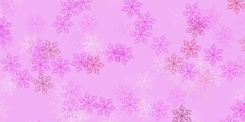 Light purple, pink vector doodle background with flowers.