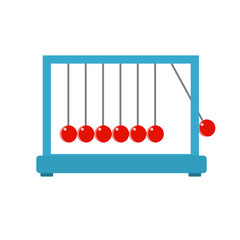 Newtons Cradle On White Background. Flat vector illustration.