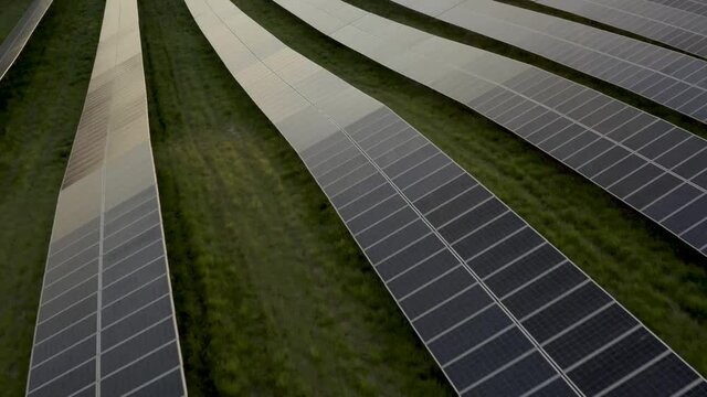 Solar farm at sunset