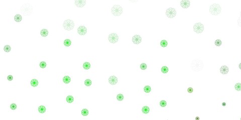 Light green, yellow vector doodle pattern with flowers.