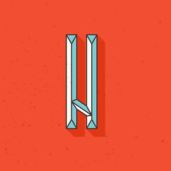 Retro compressed N letter logo.