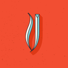 Retro compressed V letter logo.