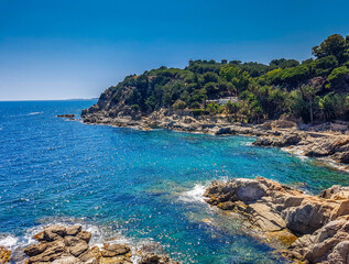 Naklejka na ściany i meble Blue Ocean in Spanish Costa Brava Catalonia
