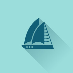Abstract yacht, Flat style, stylization, vector