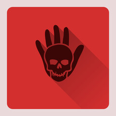 Skull on the palm business icon, Flat style, alchemy, magic, vector