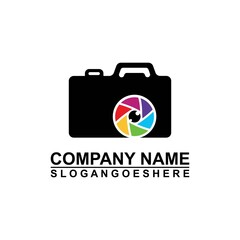 Logo photo camera eye, digital vision creative symbol concept. Cctv, video monitoring abstract business logo idea. Corporate identity logotype, company graphic design tamplate