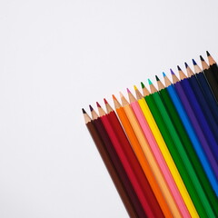 Set of wooden colored pencils for school illustration