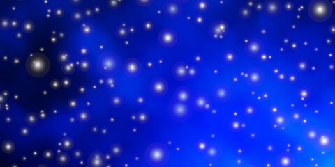 Naklejka na ściany i meble Dark BLUE vector background with colorful stars. Blur decorative design in simple style with stars. Pattern for wrapping gifts.
