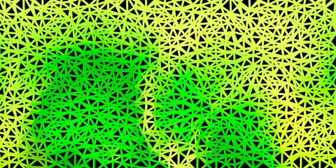 Dark green, yellow vector abstract triangle pattern.