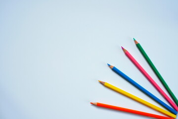 Set of wooden colored pencils for school illustration