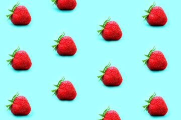 colorful strawberry pattern on a colorful background top view