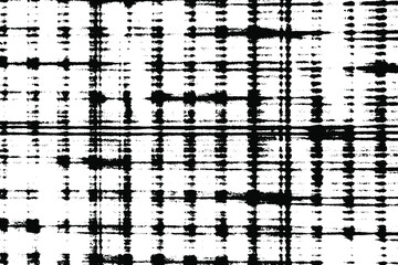 Grunge black and white texture of the old grid. Monochrome urban background of a dirty lattice surface with spots, stripes, noise and grain. Overlay template. Vector illustration