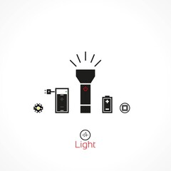 flashlight vector icon set