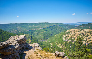 Beautiful landscape of the viewpoint of Las Majadas. Landscape with great cliff in Cuenca. Spain